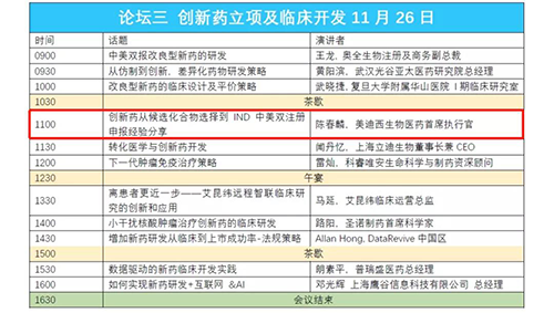 演讲题目：创新药从候选化合物选择到IND中美双注册申报经验分享 